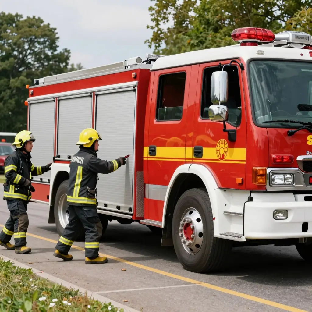 Fire apparatus in action during an emergency